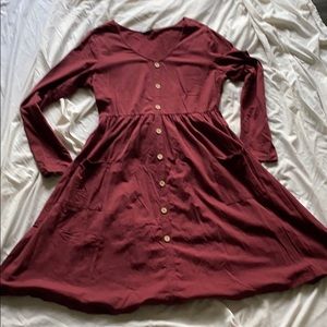 Burgundy empire waist dress
